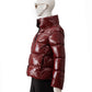 Bordeauxfarbene Lack-Daunenjacke