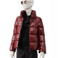 Bordeauxfarbene Lack-Daunenjacke