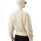 Cremefarbene Strickjacke mit Perlen