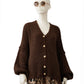 Dunkelbraune Oversize-Strickjacke