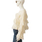 Cremefarbener Pullover mit Fransen