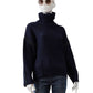 Dunkelblauer Pullover mit Studs und abnehmbarem Rollkragen
