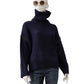 Dunkelblauer Pullover mit Studs und abnehmbarem Rollkragen
