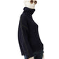 Dunkelblauer Pullover mit Studs und abnehmbarem Rollkragen