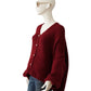 Bordeuaxfarbene Oversize-Strickjacke