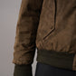 Schlammfarbene Velour-Lederjacke mit Shearling-Kragen