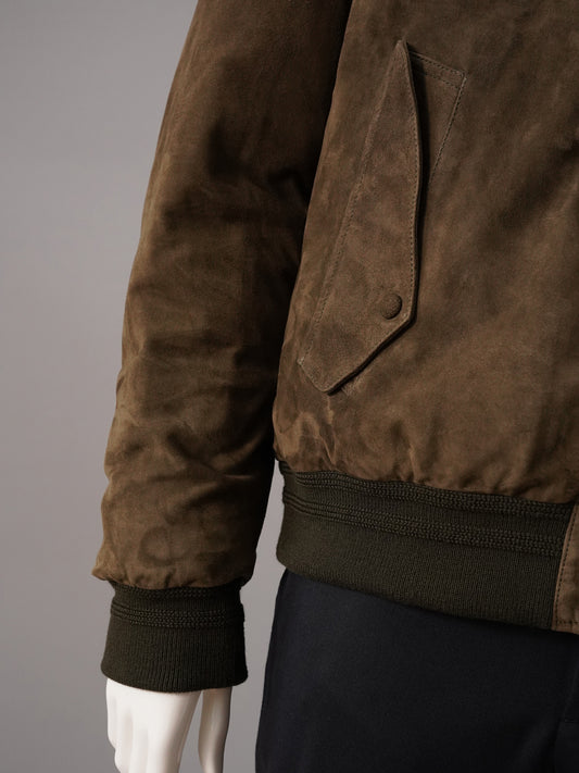 Schlammfarbene Velours-Lederjacke mit Shearling-Kragen von Valstar – Ansicht 7