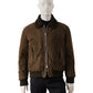 Schlammfarbene Velour-Lederjacke mit Shearling-Kragen