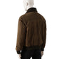 Schlammfarbene Velour-Lederjacke mit Shearling-Kragen