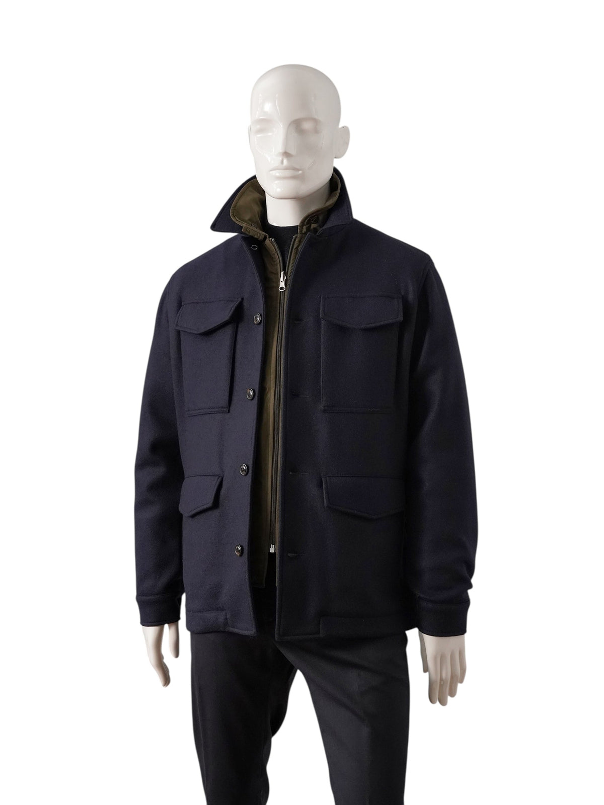 Dunkelblaue Jacke mit olivfarbener, herausnehmbarer Innenjacke von Valstar