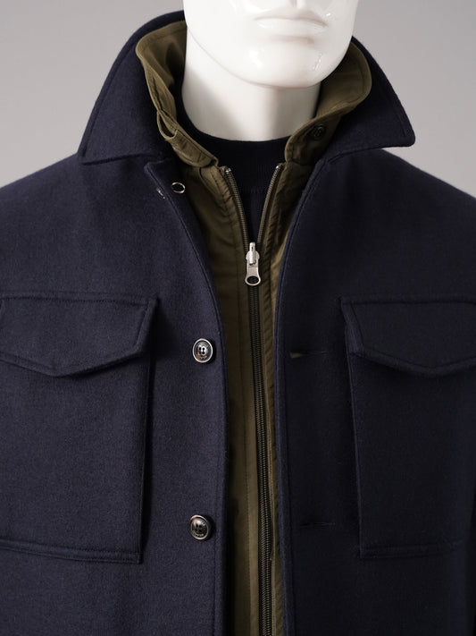 Dunkelblaue Jacke mit olivfarbener, herausnehmbarer Innenjacke von Valstar – Ansicht 4
