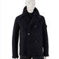 Dunkelblauer, zweireiheige Caban-Jacke aus gekochter Wolle "Ghost Piece"