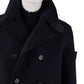 Dunkelblauer, zweireiheige Caban-Jacke aus gekochter Wolle "Ghost Piece"