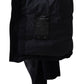 Dunkelblaue Wolljacke mit gestrickten Ärmeln "Ghost-Piece"