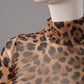 Netz-Rollkragenshirt im Leo-Print