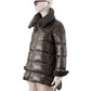 Dunkelgraue Daunenjacke mit Fake-Fur Kragen