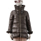 Dunkelgraue Daunenjacke mit Fake-Fur Kragen