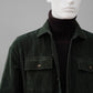 Dunkelgrünes Cord-Overshirt