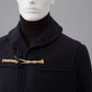 Dunkelblauer, kurzer Duffle-Coat mit Schalkragen