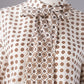 Brown/cream patterned silk blouse