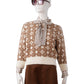 Brown/cream patterned silk blouse