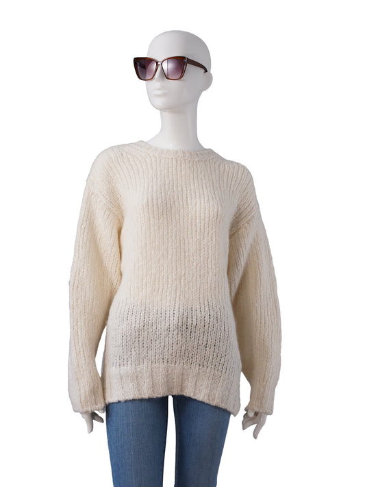 Cremefarbener Grobstrick-Kaschmir-Pullover von 8cashmere
