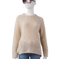 Sandfarbener, grob gestrickter Cashmere-Pullover