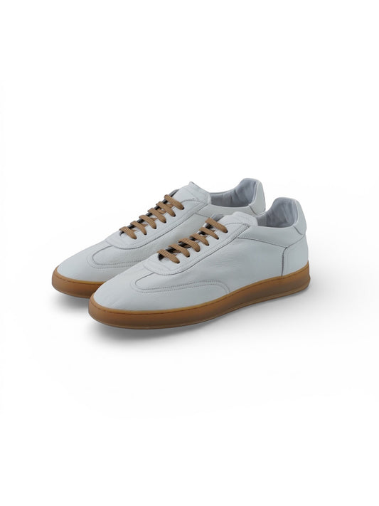 Weißer Sneaker mit camelfarbenen Details von Soldini80