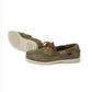 Salbeifarbener Velours-Bootsschuh