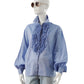 Azurblaue Oversize-Bluse mit Rüschen
