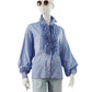 Azurblaue Oversize-Bluse mit Rüschen