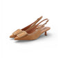 Camelfarbene Sling-Pantolette mit Schmuck-Spange