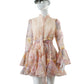 Apricotfarbenes Flower-Print Kleid