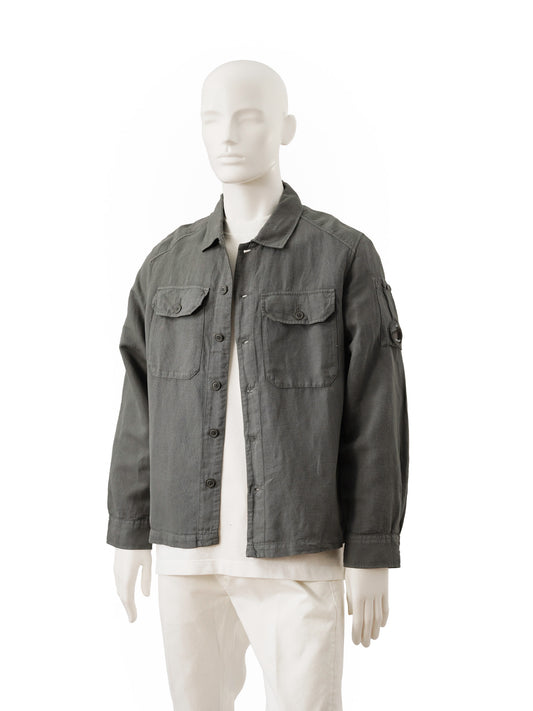 Graues Overshirt aus Baumwolle und Leinen von C.P. Company – Ansicht 4