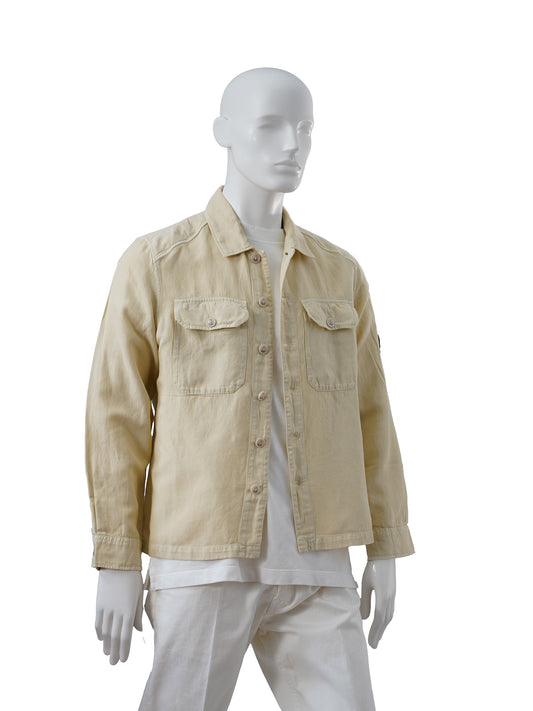 Sandfarbenes Overshirt aus Baumwolle und Leinen von C.P. Company
