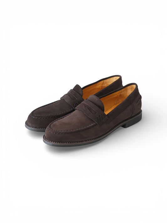 Dunkelbrauner Velours-Collegeloafer mit Gummisohle von Ludwig Reiter