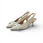 Cremefarbener Sling-Pumps mit Schleife
