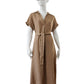 Sandfarbenes Leinen-Kleid mit Gürtel