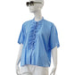 Azurblaue Bluse mit Rüsche