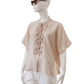 Sandfarbene Leinen-Bluse mit Rüsche