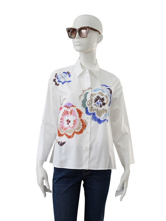 Weiße Flower-Print-Bluse von Rosso35