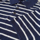 Dunkelblau/Weiß gestreiftes Strick-Polo aus Cotton und Leinen