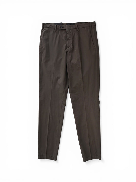 Dunkelbraune leichte Hose aus Baumwolle und Leinen von Michael Coal