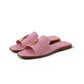 Rosafarbene Pantolette mit Schmuck-Details