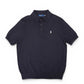 Dunkelblaues Strick-Poloshirt