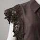 Dunkelbraune Kurzarm-Bluse mit Spitze