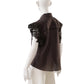 Dunkelbraune Kurzarm-Bluse mit Spitze
