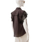 Dunkelbraune Kurzarm-Bluse mit Spitze