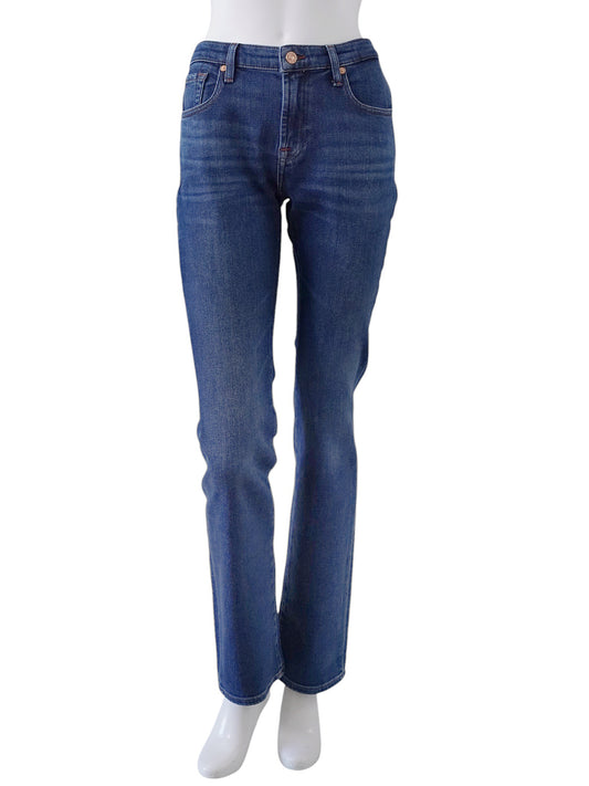 Blaue, gerade geschnittene Jeans mit hoher Taille von 7 For All Mankind