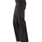 Dunkelbraune, beschichtete Bootcut-Jeans